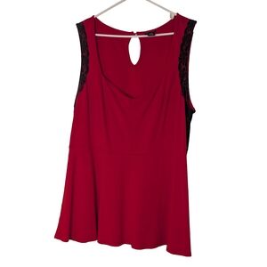 Torrid Red and Black Lace Tank Top